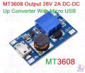DC DC Step Up MT3608 Boost Converter Micro USB DC 2V-24V to 5V-28V 2A Adjustable Voltage Regulator Module Power Supply.