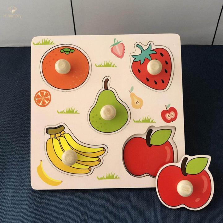 2Pcs Cartoon Jigsaw Puzzles Peg Puzzle Board Knob Puzzles Shape Sorter Toy