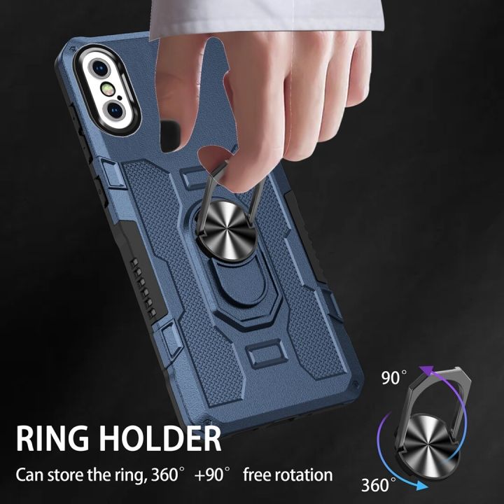 lthmy%20for%20iPhone%20X%20/%20iPhone%20XS%20Dual%20Layer%20Rugged%20Anti-Slip%20Shockproof%20Case%20Cover%20with%20Ring%20Stand%20-%20Image%203