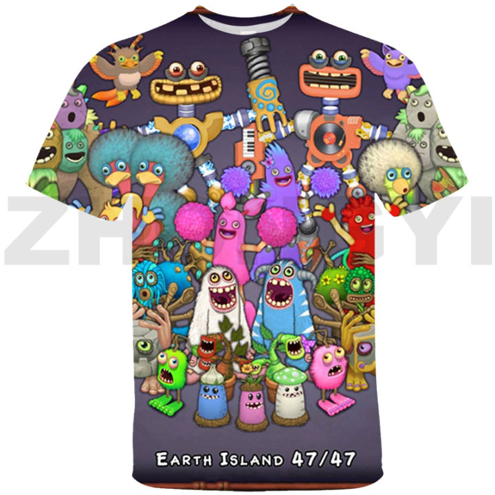 Hot Video Game My Singing Monsters Oversized T Shirt Fashion Casual Harajuku Vintage T Shirt 3D Kawaii Cartoon Tees