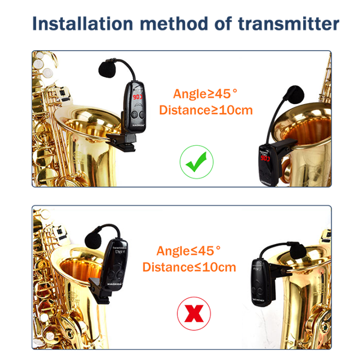 XIAOKOA%20UHF%20Wireless%20Instruments%20Saxophone%20Microphone%20Wireless%20Receiver%20Transmitter,160ft%20Range,Plug%20and%20Play,Great%20for%20Trumpets%20-%20Image%202