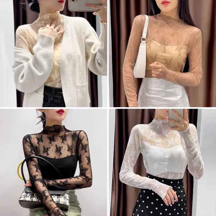 Women%20T%20Shirt%20See%20Through%20Transparent%20Mesh%20Tops%20Long%20Sleeve%20Sheer%20Slim%20Ladies%20Turtleneck%20Bright%20Silk%20T-Shirt%20Lace%20Crop%20Top%20-%20Image%205
