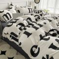 Nordic Washed Cotton Floral Bedding Set Soft Duvet Cover Flat Sheet with Pillowcases Print Bed Linen Bed Cover Four Piece Sets. 