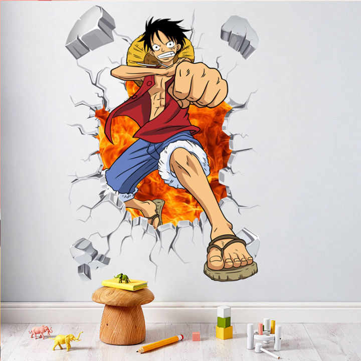 Monkey%20D%20Luffy%203d%20Broken%20Hole%20Wall%20Stickers%20For%20Kids%20Room%20Home%20Decoration%20One%20Piece%20Mural%20Art%20Diy%20Cartoon%20Wall%20Decals%20-%20Image%203