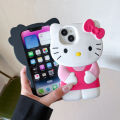 For iPhone 15 14 Plus 13 Pro Max 12 Mini 11 X XS Max XR 7 8 SE Color Bowknot Hello Kitty Cartoon Silicon Back Soft Phone Case.