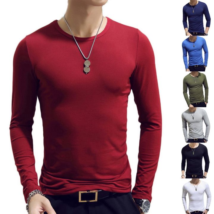 Jodimitty 1PC Fashion Classic Long Sleeve T-Shirt For Men Fitness T Shirts Slim Fit Shirts Designer Solid Tees Tops