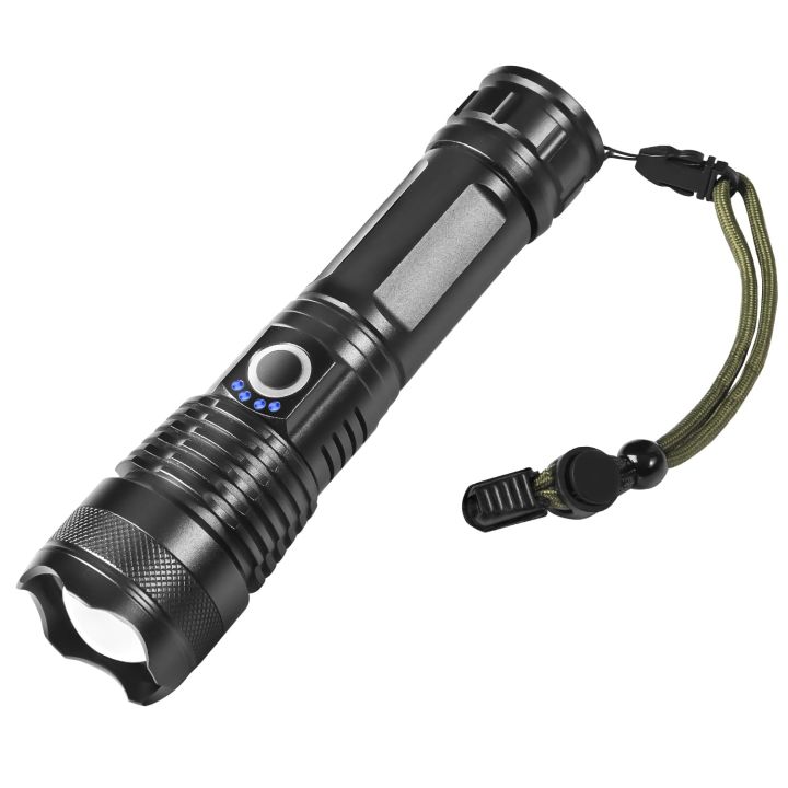 FX1000 LED Flashlight | Rechargeable Torch USB Type-C with Battery Indicator, 5 Light Modes, Zoomable Head, Heavy Duty Aluminium Body | 1x Rechargeable Battery Included | Emergency Light