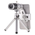 12X Metal Zoom Lens with Tripod - Silver. 
