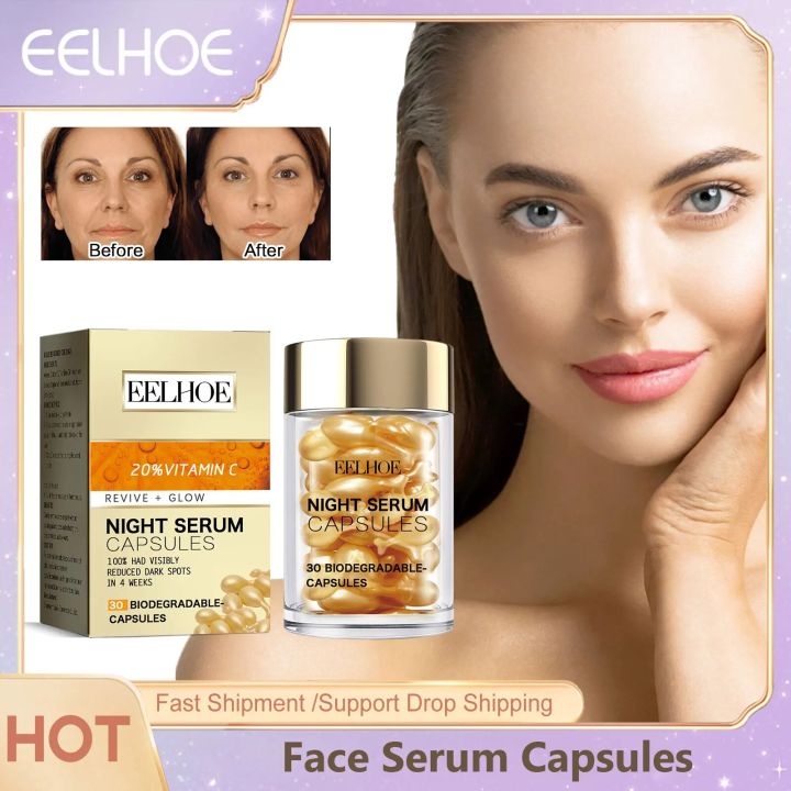 Vitamin C Facial Capsule Serum Moisturizing Anti Aging Wrinkle Removal Dark Spots Repair Acne Skin Rejuvenation Essence Capsules