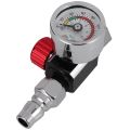 SRIWEN 2Pc 1/4 Inch Bsp Mini Air Regulator Valve Tool Durable Small Tail Pressure Gauge 48 x 60mm with Nozzle for Spray Tool. 