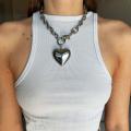 Rope chain necklace Hyperbole Exaggerated pendant necklace Glass pendant necklace Y2K fashion necklace Heart Beads chain necklace Unisex necklace Necklaces for Party necklace Fashion jewelry Gift for men Necklace for women. 