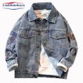 Boys Denim Jacket For Boys Fashion Coats Children Clothing Autumn Baby Clothes Outerwear Embroidery Cartoon Jean Coat 110-170cm. 