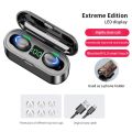 TWS F9 Wireless Earbuds Finger Touch Control Bluetooth 5.0 Earphone Noise Cancellation Music Headset with LED Display Lights Sport Headphones Built Mic. 