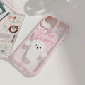 Sroof Case For iPhone 11 12 13 14 15 16 Pro Max Korean Girls Pink Cute Puppy Shockproof Silicone Soft Phone Case Back Cover.