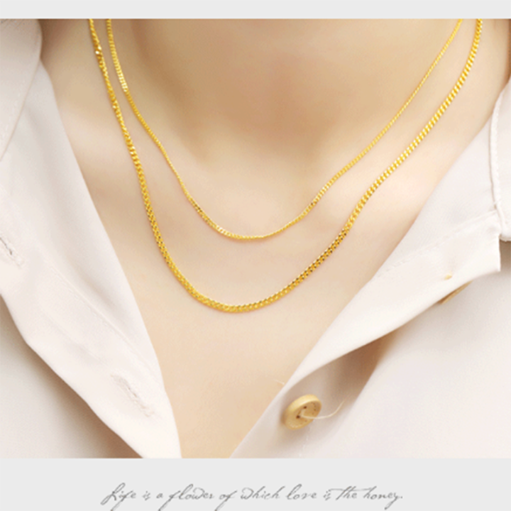 Solid Yellow Gold Chain Necklaces/ Cuban Link Curb Chain Gift