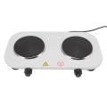 Electric Double Hot Plate, Iron Plastic 5 Power Levels Electric Double Burner White for Kitchen. 