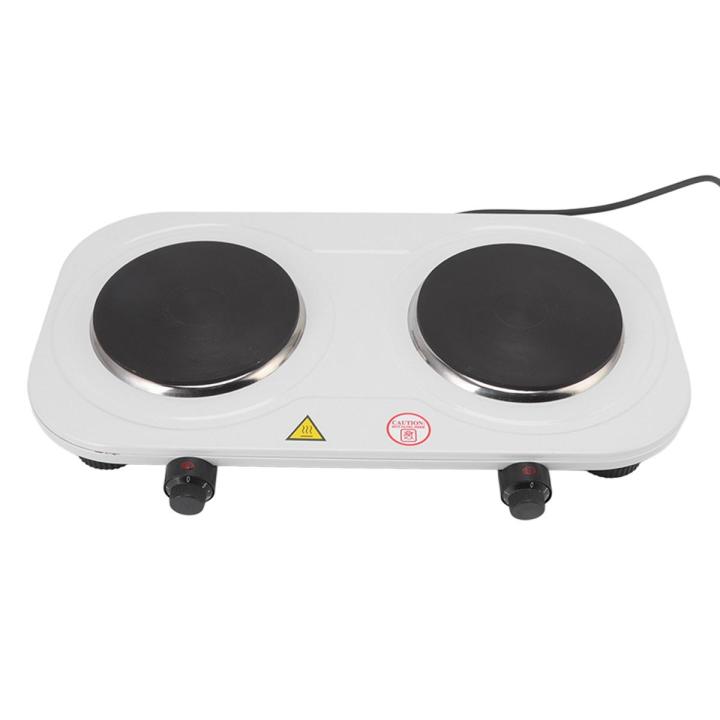 Electric Double Hot Plate, Iron Plastic 5 Power Levels Electric Double Burner White for Kitchen