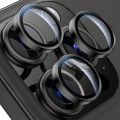 WSKEN For apple iPhone 15 Pro/ apple iPhone 15 Pro Max Camera Lens Protector Shatterproof 9H Tempered Glass Camera Screen Protector Metal Ring Cover Film Accessories Black Titanium, White Titanium, Blue Titanium, Natural Titanium.