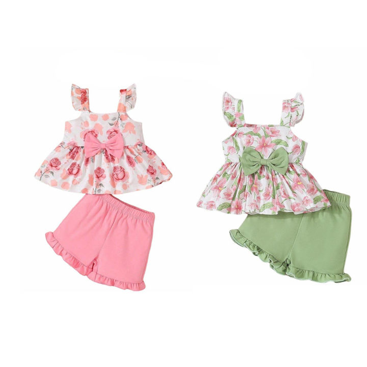 GC%20Toddler%20Girls%202%20Pcs%20Lettuce%20Trim%20Shorts%20Set%20Ruffled%20Sleeve%20Square%20Neck%20Bowknot%20Tank%20Top%20Elastic%20Waistband%20Shorts%20Outfit%20-%20Image%208