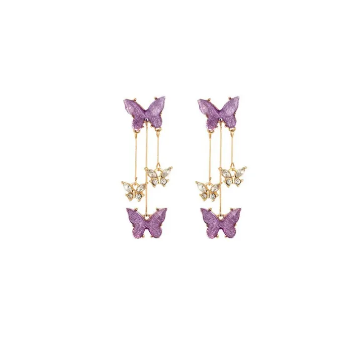 New%202024%20Delicate%20Crystal%20Butterfly%20Dangle%20Earrings%20Long%20Tassel%20Elegant%20Female%20Girl%20Party%20Fashion%20Accessories%20-%20Image%204