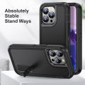 3 In 1 Full Cover Shockproof Phone Case With Stand For iPhone 15 Pro Thick Hard Phone Casing Contrasting Colors Fashion Phone Cover Shell.