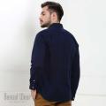 Trendy Dark Blue Long Sleeve Casual Shirt. 