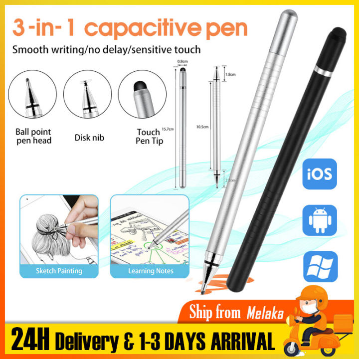 3 in1 Universal Capacitive Pen Multifunction Touch Screen Stylus Drawing Touch Screen Smart Pencil for Phone iPad Tablet iOS Android Windows Stylus Pens