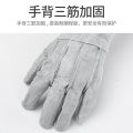 Wholesale short welder hand full leather two-layer cowhide three-rib welding gloves working wear-resistant anti-slip labor protection welder gloves.