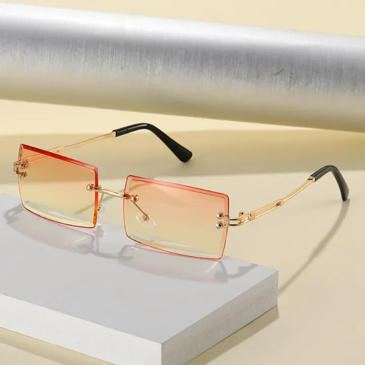 Sunglasses%20Square%20Glasses%20Rimless%20Shades%20Rectangle%20Sunnies%20Vintage%20Eyewear%20-%20Image%205