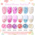 LILYCUTE 8ml Natural Dried Flower Colorful Gel Nail Polish Pink Purple Blue Flower Fairy Painting Effect Nail Art Gel Varnishes.