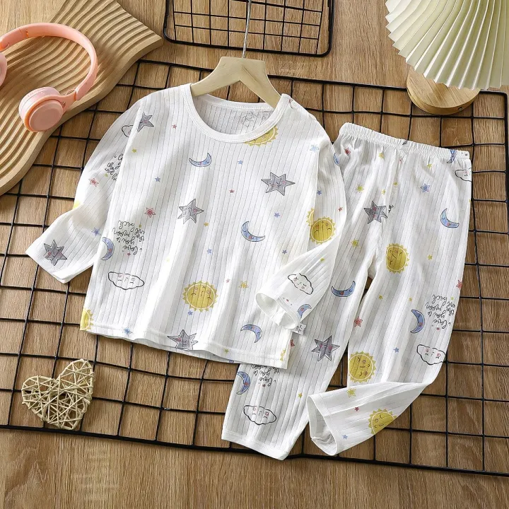 2023%20New%20Summer%20Children%20Clothing%20Baby%20Home%20Clothes%20Set%20Long%20Sleeved%20Boys%20Girls%20Pajamas%20Thin%20Section%20Kids%20Pajamas%20Clothes%20-%20Image%203
