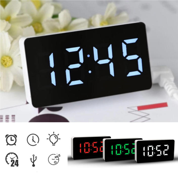 LED Digital clock Modern Weight for 60g Mirror Alarm clock LED display for Bedroom Living room Office Home decor Suitable for all ages
