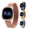 LED Touch Screen Magnetic Buckle Watch Fashion Stainless Wristwatch For Women Men.
