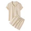 Men Casual Shorts Sets Linen Shirt Shorts Solid Set Men's Brand Clothing 2 Pieces Sets -Katua. 