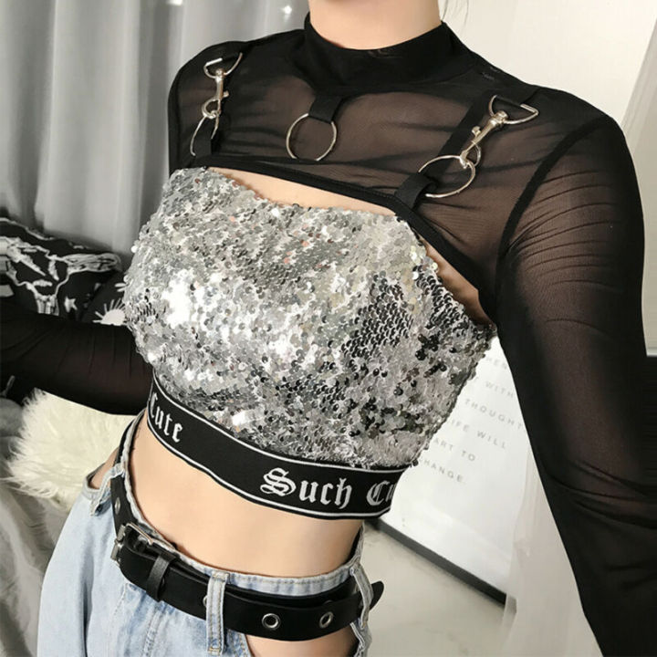 Fashion%20Women%20Lady%20Mesh%20Long%20Sleeve%20O%20Neck%20Crop%20Tops%20Bikini%20Cover%20Up%20T-Shirt%20Blouse%20Girls%20Autumn%20-%20Image%205