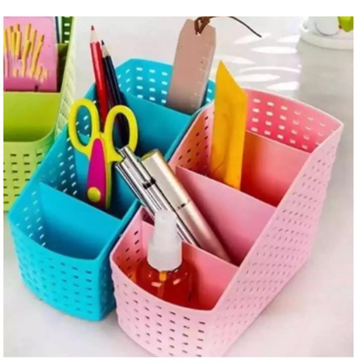 4 Grids Multicolor Desktop Pen and Toothbrush Storage Organizers Box Case - 1