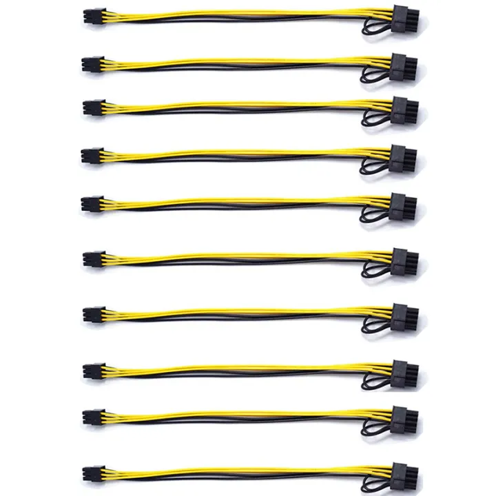 PCIe 6 Pin Male to 8 Pin (6+2) Male PCIe Adapter Power Cable PCI ...