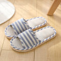 2024 Summer New Striped Slippers Casual Soft Non-Slip Foam Bottom Indoor Flip Flops Couple Linen Home Shoes. 
