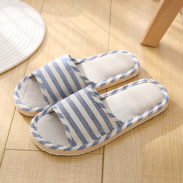 2024%20Summer%20New%20Striped%20Slippers%20Casual%20Soft%20Non-Slip%20Foam%20Bottom%20Indoor%20Flip%20Flops%20Couple%20Linen%20Home%20Shoes%20-%20Image%204