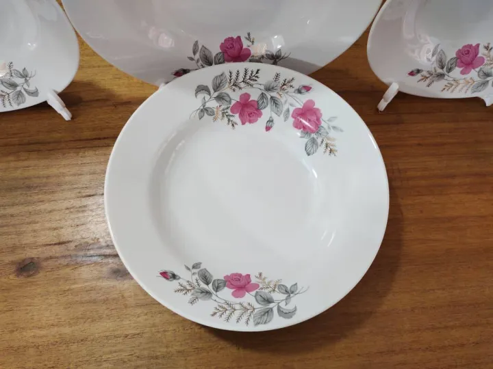 6%20Pcs%20Ceramic%20Flower%20Print%20Dinner%20Plate%20Set%209"Inch%20,%20Deep%20Rice%20Dinner%20Plate,%20White%20Color%20Wikth%20print.%20Microwave%20oven%20save,Dishwasher%20Save,Dining%20Plate%20Set.%20CD:M00%20-%20Image%203