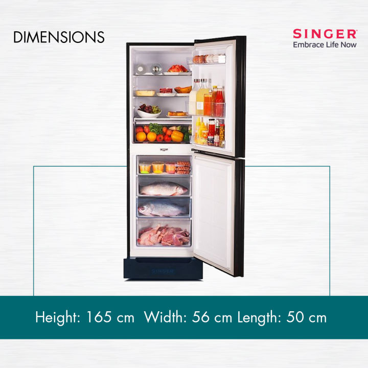 SINGER Bottom Mount Refrigerator - 260 Ltr - FBDS260Z-BG - BLACK