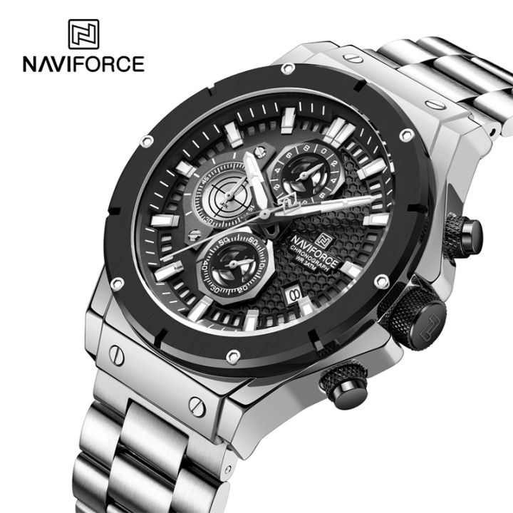 NAVIFORCE Brand Men's Luxury Watches Stainless Steel Strap Fashion Casual Chronograph Waterproof Quartz Wristwatch Reloj Hombre