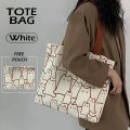 Trendy Top Handle Cute Panda Design Off White Color With Mini Pouch  Tote Canvas Bag Shopping Bag / College / University Bag, Tote Bag, Canvas Bag with Zipper  2 in1 Combo. 