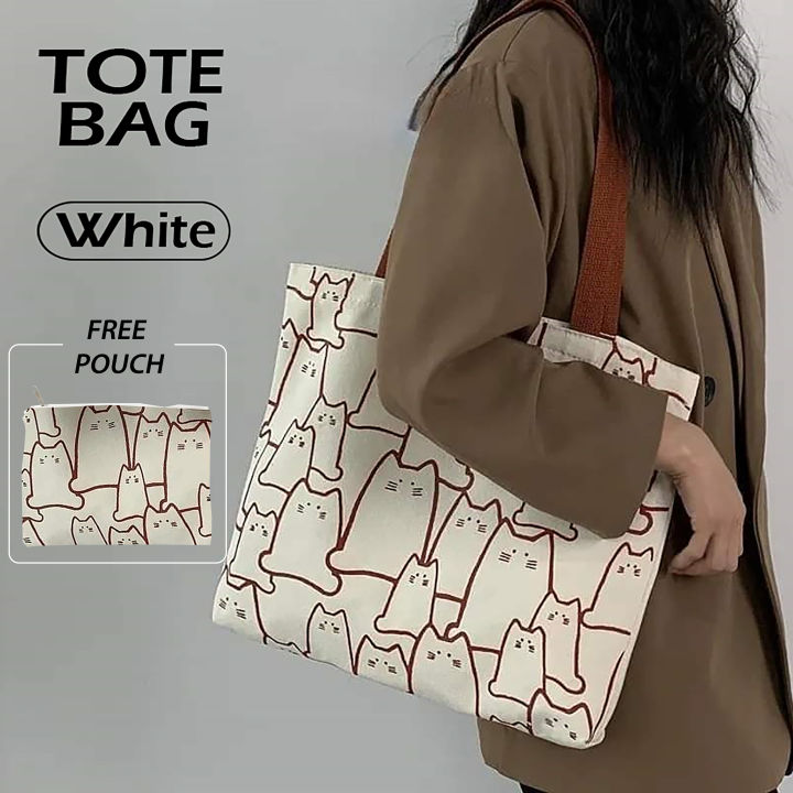 Trendy%20Top%20Handle%20Cute%20Panda%20Design%20Off%20White%20Color%20With%20Mini%20Pouch%20%20Tote%20Canvas%20Bag%20Shopping%20Bag%20/%20College%20/%20University%20Bag,%20Tote%20Bag,%20Canvas%20Bag%20with%20Zipper%20%202%20in1%20Combo%20-%20Image%202