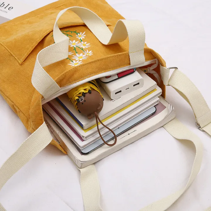 Little%20daisy%20corduroy%20women's%20single%20shoulder%20canvas%20bag%20Literature%20and%20art%20student%20make-up%20bag%20casual%20college%20style%20crossbody%20shopping%20bag%20-%20Image%202