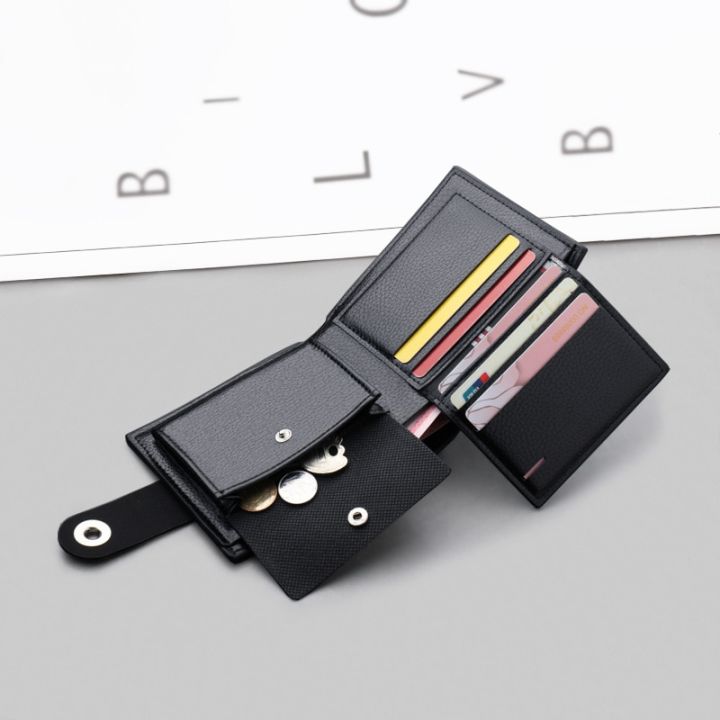 Men's Wallet Retro Woven Pattern PU Leather Men's Short Wallet Multi-Card Wallet Luxury Wallet Zipper Fashion Purse for Men