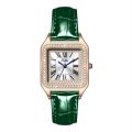 Women's Quartz Watch Real Leather Roman Alphabet Dial With Rhinestones Waterproof Scratch Resistant Watch Valentines Gift. 