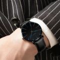 5pc Black Classic Quartz Watch Men Dial Watch Fashion Round Quartz Simple Casual Watch For Sports Leather Bracelet. 