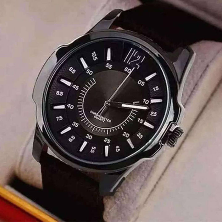 Chocolate Leather Wrist Watch for Men