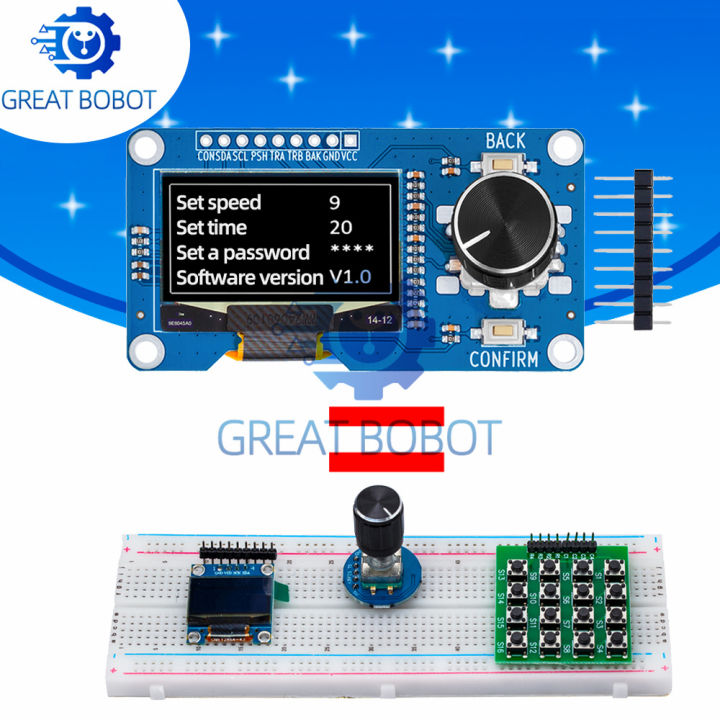 【Bestseller】 BS 0.96/1.3 inch White Blue oled display screen combined with EC11 rotary encoder module IIC interface for arduino